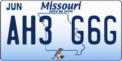 MO license plate AH3G6G