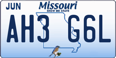 MO license plate AH3G6L