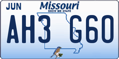 MO license plate AH3G6O