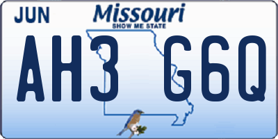 MO license plate AH3G6Q