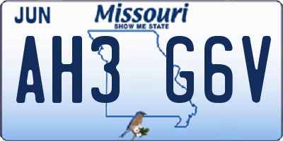 MO license plate AH3G6V
