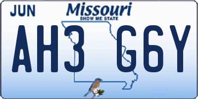 MO license plate AH3G6Y