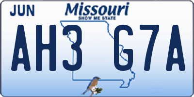 MO license plate AH3G7A