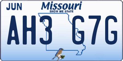 MO license plate AH3G7G