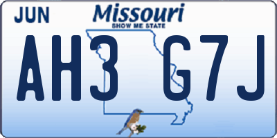 MO license plate AH3G7J