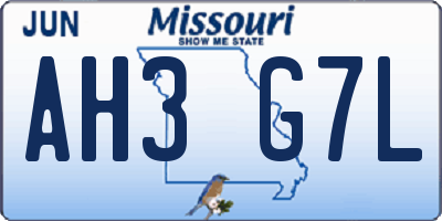 MO license plate AH3G7L