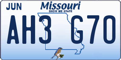 MO license plate AH3G7O