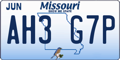 MO license plate AH3G7P