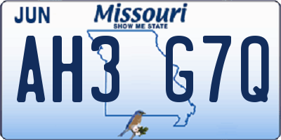 MO license plate AH3G7Q