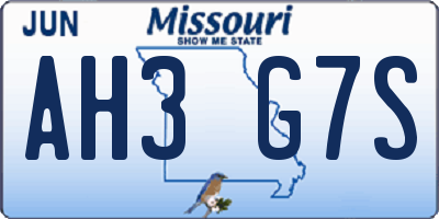 MO license plate AH3G7S