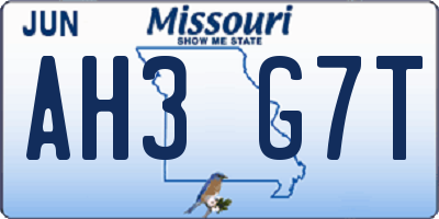 MO license plate AH3G7T