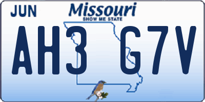 MO license plate AH3G7V