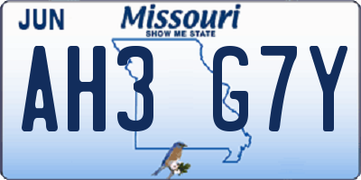 MO license plate AH3G7Y