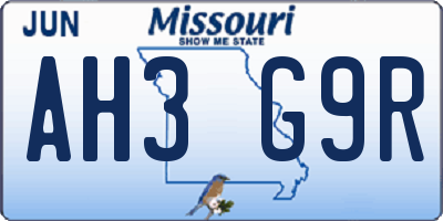 MO license plate AH3G9R