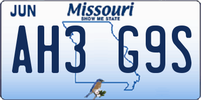 MO license plate AH3G9S