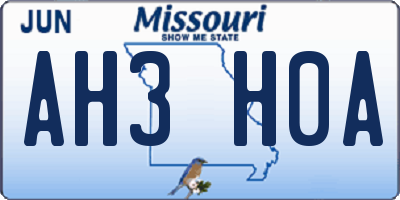 MO license plate AH3H0A