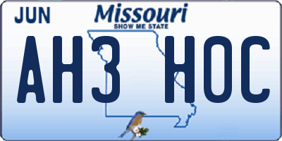 MO license plate AH3H0C