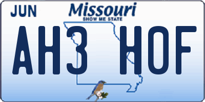 MO license plate AH3H0F