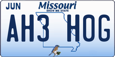 MO license plate AH3H0G