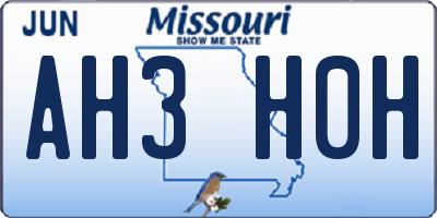 MO license plate AH3H0H