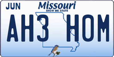 MO license plate AH3H0M