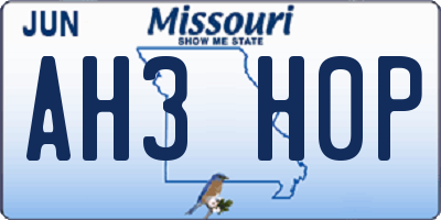 MO license plate AH3H0P