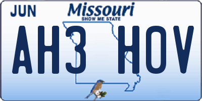 MO license plate AH3H0V