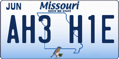 MO license plate AH3H1E