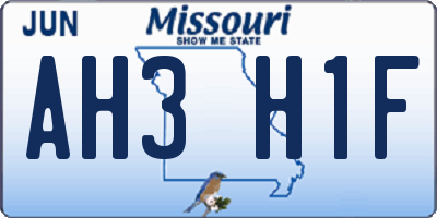 MO license plate AH3H1F