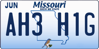 MO license plate AH3H1G