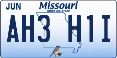 MO license plate AH3H1I