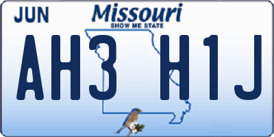 MO license plate AH3H1J