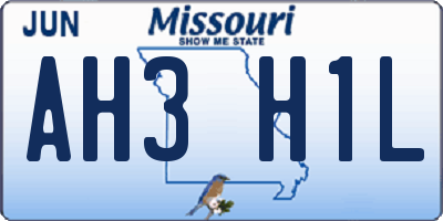 MO license plate AH3H1L