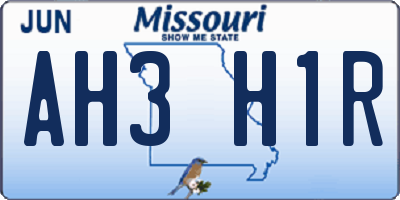 MO license plate AH3H1R