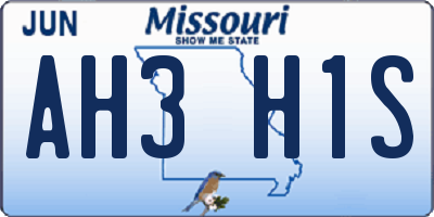 MO license plate AH3H1S