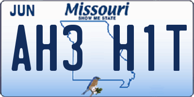 MO license plate AH3H1T