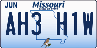 MO license plate AH3H1W