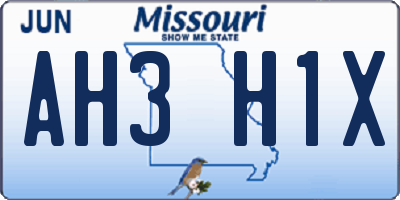 MO license plate AH3H1X