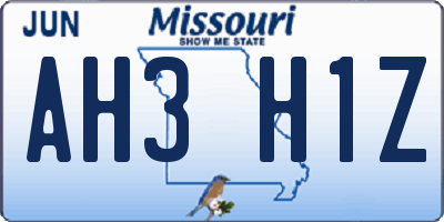 MO license plate AH3H1Z