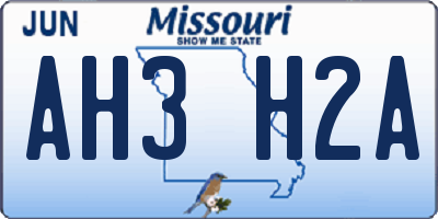 MO license plate AH3H2A