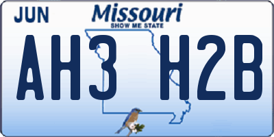 MO license plate AH3H2B