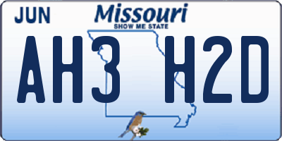 MO license plate AH3H2D