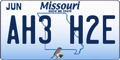 MO license plate AH3H2E