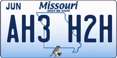 MO license plate AH3H2H