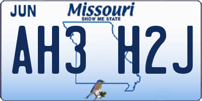 MO license plate AH3H2J