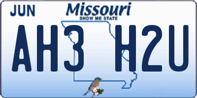 MO license plate AH3H2U