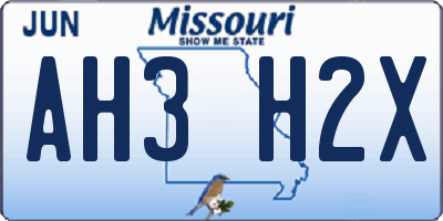 MO license plate AH3H2X