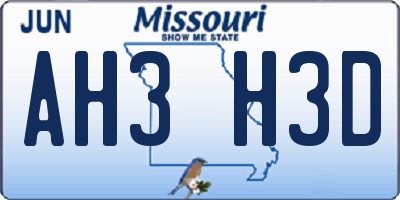 MO license plate AH3H3D