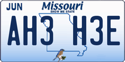 MO license plate AH3H3E