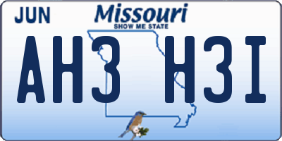 MO license plate AH3H3I